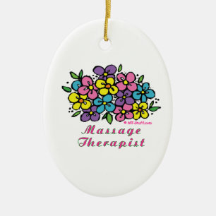 Ornement Ovale En Céramique Fleurs de thérapeute de massage