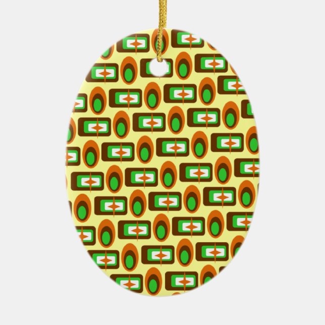 Ornement Ovale En Céramique Formes rétro personnalisables (Devant)