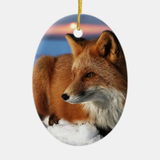 Ornement Ovale En Céramique Fox
