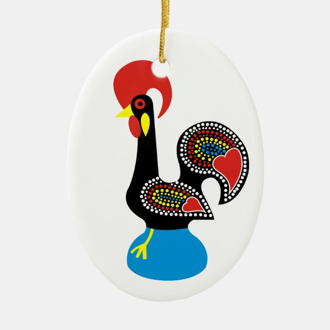 Ornement Ovale En Céramique Galo de Barcelos (Devant)