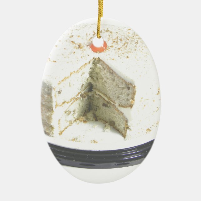 Ornement Ovale En Céramique Gâteau blanc (Devant)
