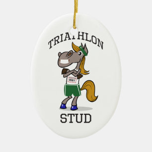 Ornement Ovale En Céramique Goujon de triathlon