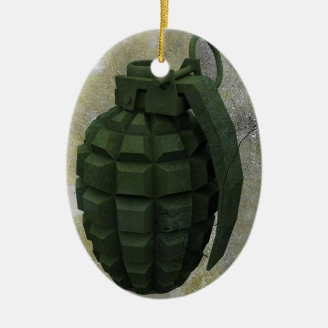 Ornement Ovale En Céramique Grenade (Devant)