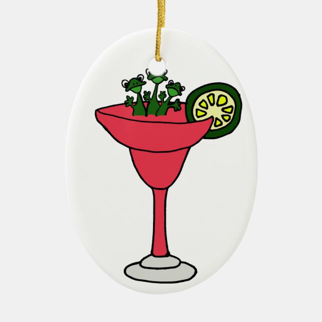 Ornement Ovale En Céramique Grenouilles en verre de margarita (Devant)