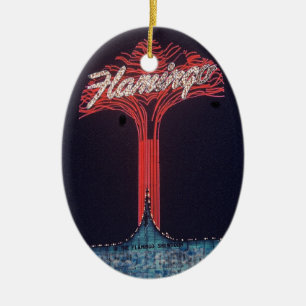 Ornement Ovale En Céramique Hôtel Las Vegas Flamant rose