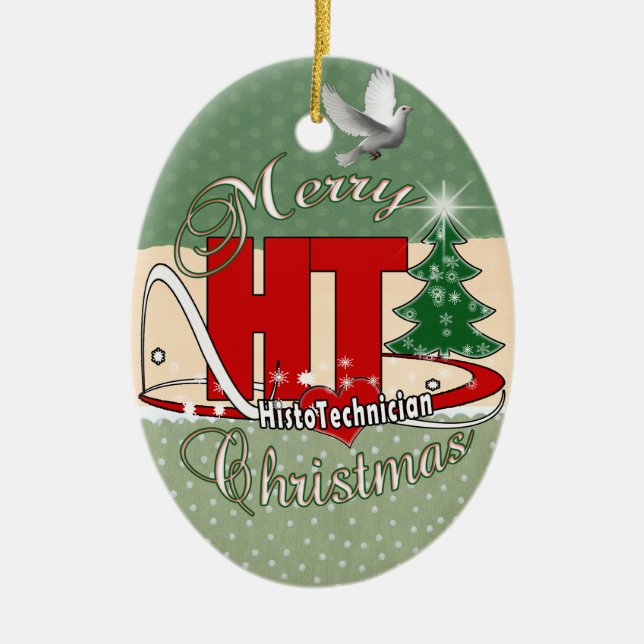 ORNEMENT OVALE EN CÉRAMIQUE HT HISTOTECHNICIAN DE JOYEUX NOËL (Devant)