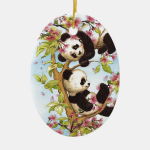 Ornement Ovale En Céramique IMG_7386.PNG mignon et panda coloré conçu