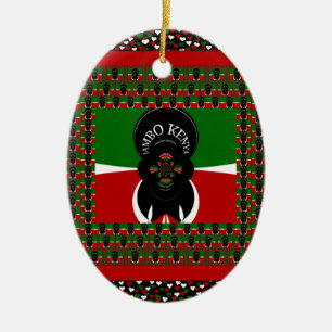Ornement Ovale En Céramique Imprimerie d'art Jambo Kenya