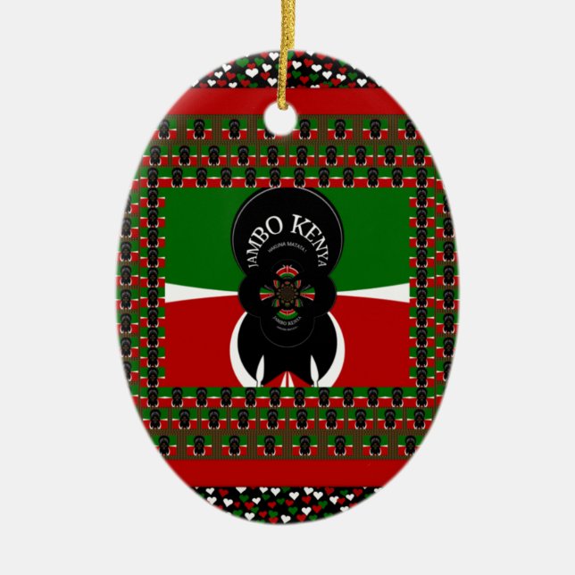Ornement Ovale En Céramique Imprimerie d'art Jambo Kenya (Devant)