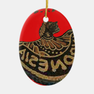 Ornement Ovale En Céramique Indonésie Marionnette Javanaise Art culturel