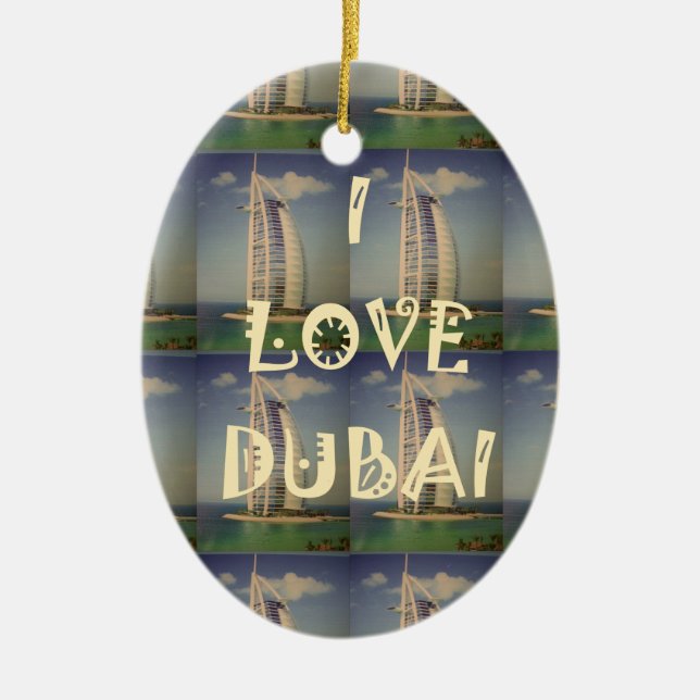 Ornement Ovale En Céramique J'aime Dubaï (Devant)