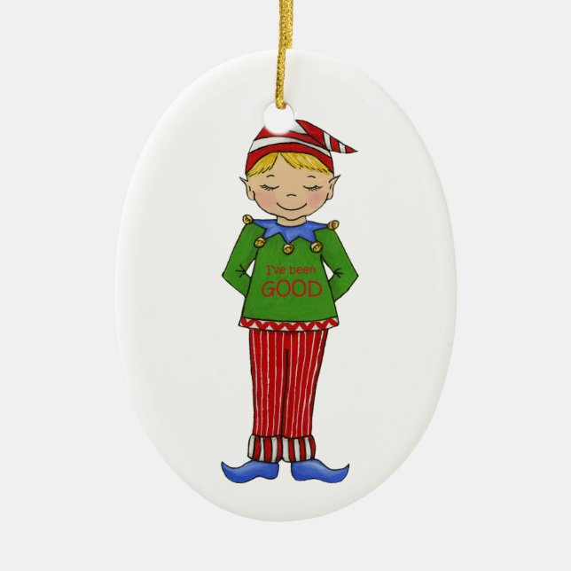 Ornement Ovale En Céramique Jingle Elves "Goody" (Devant)