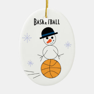 Ornement Ovale En Céramique Joueur de basket-ball en neige