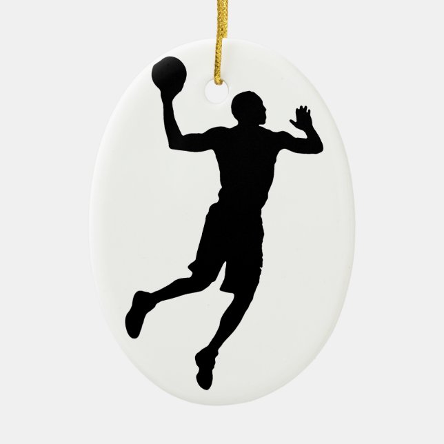 Ornement Ovale En Céramique Joueur de basket-ball Pop Art Silhouette (Devant)