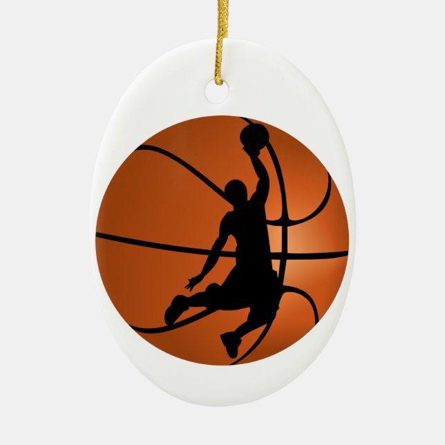 Ornement Ovale En Céramique Joueur de basket-ball Slam Dunk (Devant)