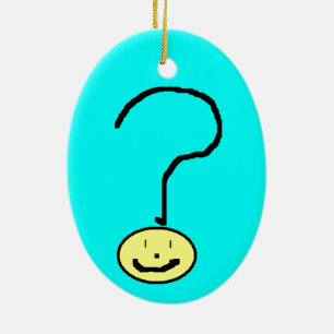 Ornement Ovale En Céramique Joyeuse question souriante Mark Emoji, Art pour en