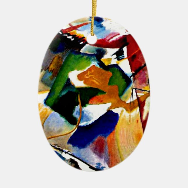 Ornement Ovale En Céramique Kandinsky - Peinture au centre vert (Devant)