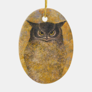 Ornement Ovale En Céramique Katsuda Yukio Hibou art japonais oriental fin