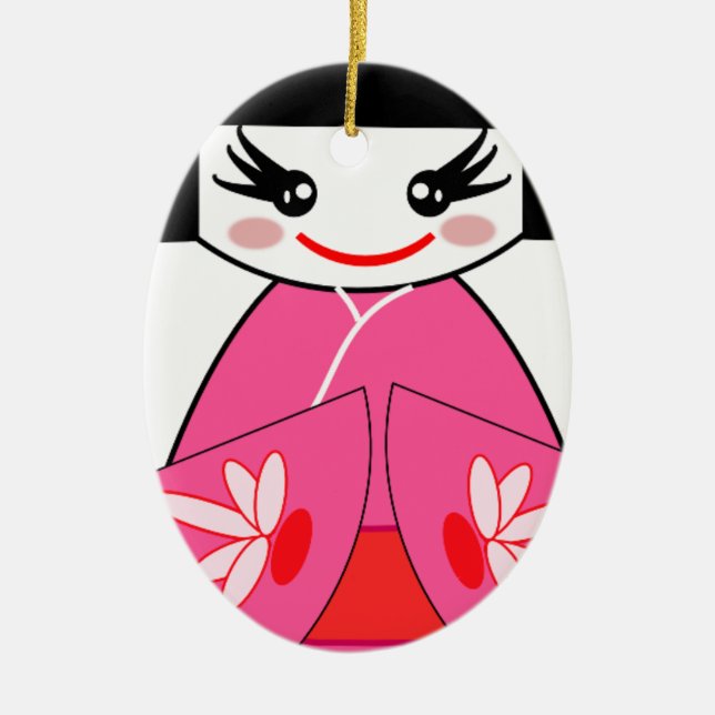 Ornement Ovale En Céramique Kokeshi Japan (Devant)