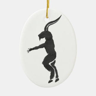 Ornement Ovale En Céramique Krampus