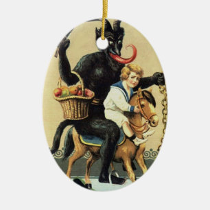 Ornement Ovale En Céramique Krampus Rocse Horse de Noël Ornament de Noël