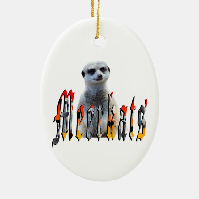 Ornement Ovale En Céramique le logo de Meerkat And Meerkats Picture, (Dos)
