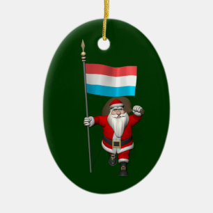 Ornement Ovale En Céramique Le Père Noël Avec L'Enseigne Luxembourg