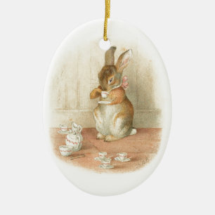 Ornement Ovale En Céramique Le thé du lapin