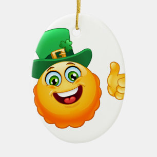 Ornement Ovale En Céramique leprechaun emoji