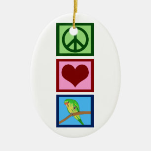 Ornement Ovale En Céramique Les perroquets Peace Love