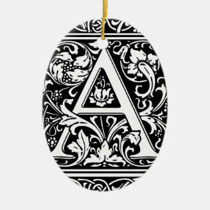 Ornement Ovale En Céramique Lettre A Monogramme Médiéval Art Nouveau
