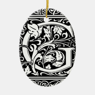 Ornement Ovale En Céramique Lettre G Monogramme médiéval Art Nouveau