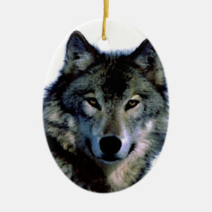 Ornement Ovale En Céramique Loup