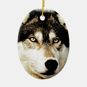 Ornement Ovale En Céramique Loup motivationnel unique