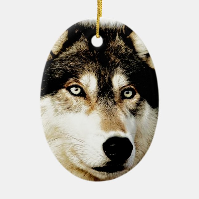 Ornement Ovale En Céramique Loup motivationnel unique (Devant)