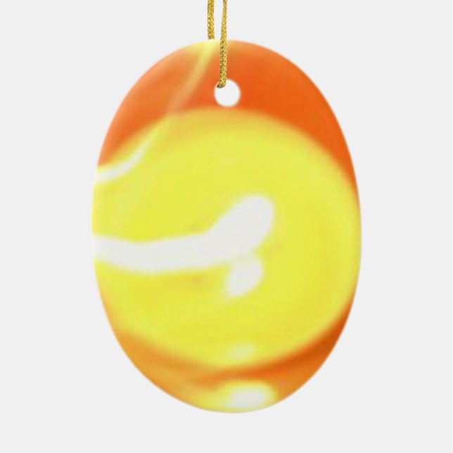Ornement Ovale En Céramique Lumière de flamme jaune orange, Art (Dos)
