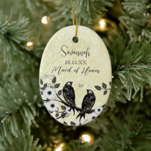 Ornement Ovale En Céramique Mariage Inséparable forestier enchanté