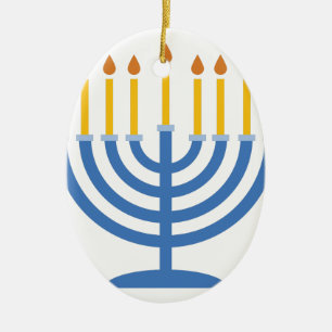 Ornement Ovale En Céramique Menorah