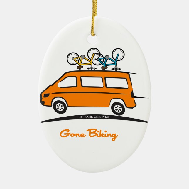 Ornement Ovale En Céramique Mercedes Sprinter Gone Vélo (Devant)