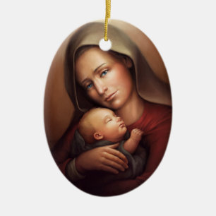 Ornement Ovale En Céramique Mère divine