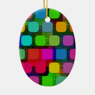 Ornement Ovale En Céramique Motif Carré coloré Abstrait