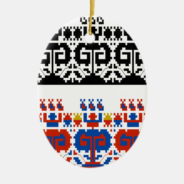 Ornement Ovale En Céramique Motif d'art populaire bulgare (Devant)