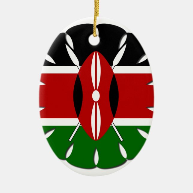 Ornement Ovale En Céramique Motif kenyan rond : un symbole national (Devant)