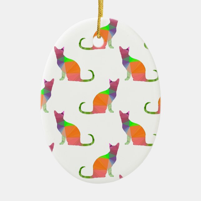 Ornement Ovale En Céramique Motif Silhouette de chat à basse densité (Devant)