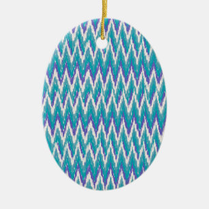 Ornement Ovale En Céramique motif turquoise et Amethyst iKat ZigZag