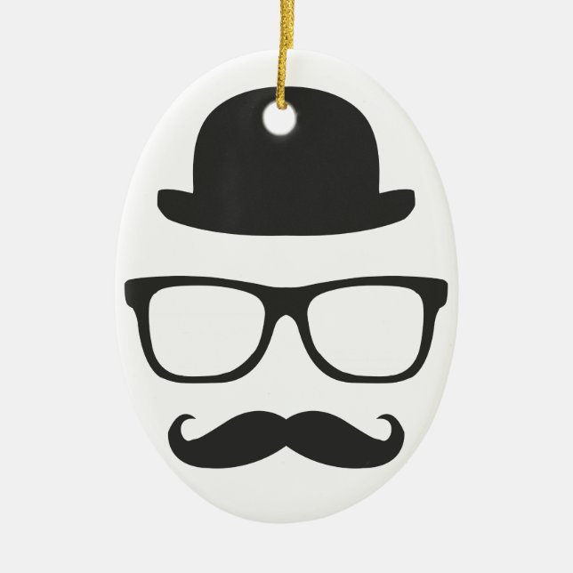 Ornement Ovale En Céramique Moustache très anglaise (Devant)