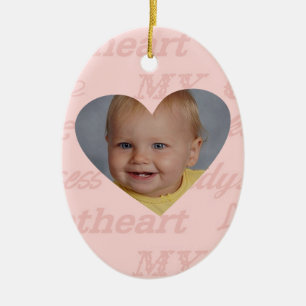 Ornement Ovale En Céramique Noël de Babys de fille de Daddys premier