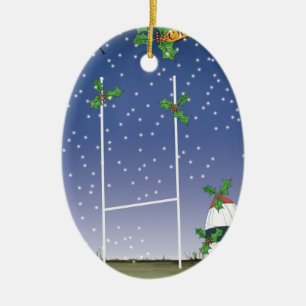 Ornement Ovale En Céramique Noël de rugby