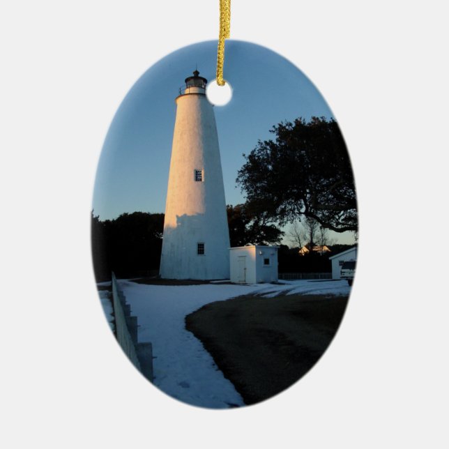 Ornement Ovale En Céramique Noël d'île d'Ocracoke (Devant)