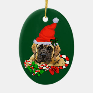 Ornement Ovale En Céramique Noël mastiff anglais